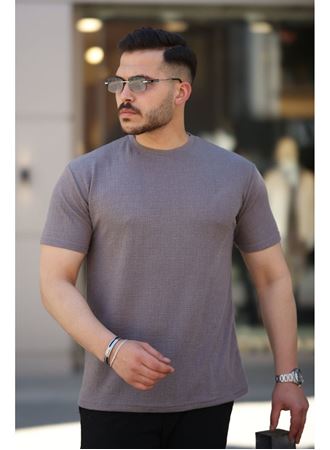 Erkek Ağaç Kabuğu Desenli Kısa Kollu T-shirt