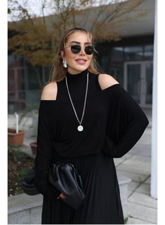 Kadın Triko Plise Ve Tül Detay Iki Parça Elbise