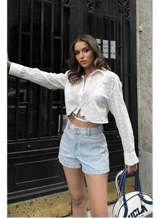 Kristen Sırt Dekolte Crop Gömlek 3253-08