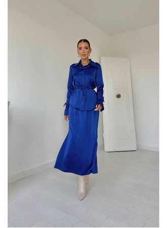 Saks Biyeli Gömlek Ve Etek Takım