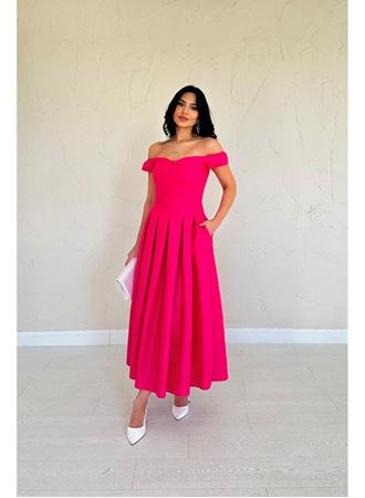 Fuşya Jakarlı Elbise