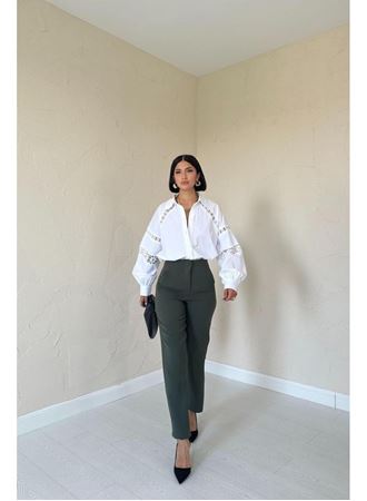 Haki Pensli Ve Dar Paça Pantolon