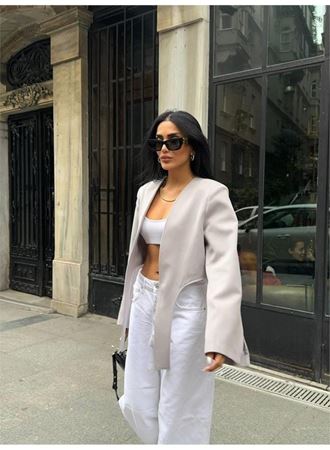 CROP CEKET BAĞLAMA KUYRUKLU - Gri