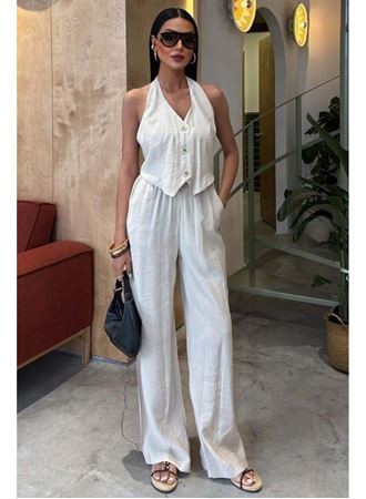 Halter Yaka Yelekli Modal Takım 10144