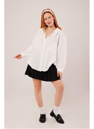 Basic Oversize Beyaz Gömlek