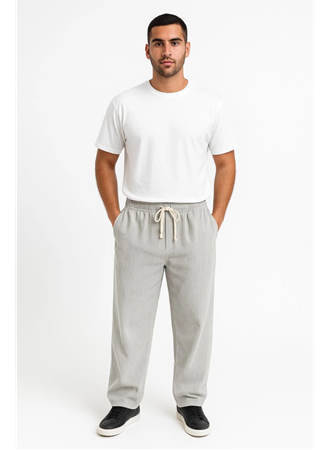 Erkek Fitilli Kadife Cepli Buggy Pantolon Oversize Rahat Kalıp - Gri