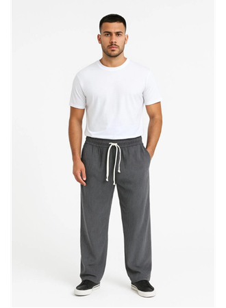 Erkek Fitilli Kadife Cepli Buggy Pantolon Oversize Rahat Kalıp - Füme