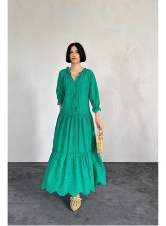 Yeşil Dantelli New Elbise