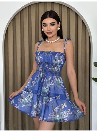 Venlo Beli Lastikli İp Askılı Elbise