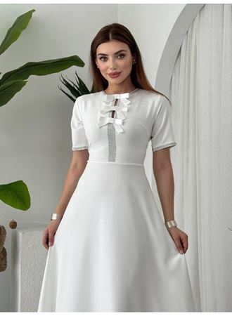 Wera Taşlı Fiyonk Detaylı Elbise