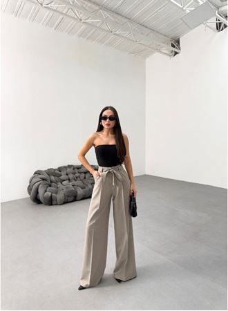 Sante Çi̇zgi̇li̇ Bel Kuşakli Palazzo Pantolon