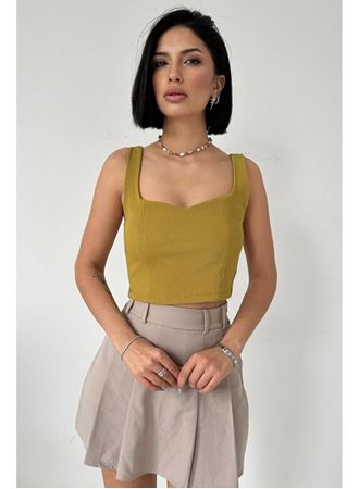 Yağ Yeşili Askılı Bluz