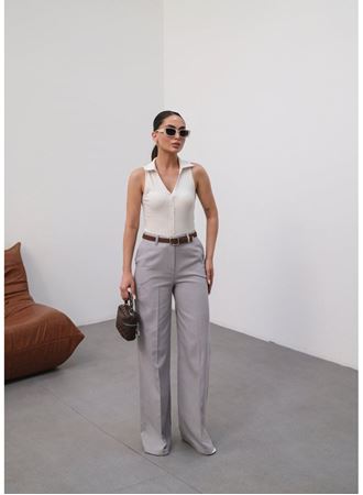 Keten Kemerli̇ Ve Dökümlü Palazzo Pantolon (Kemer Dahi̇l)