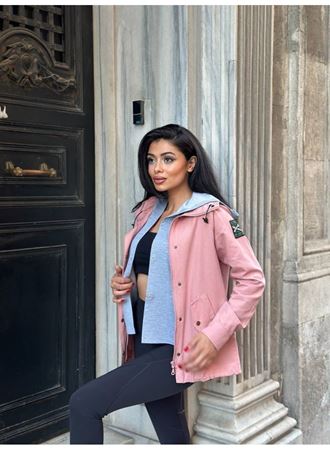 Kadın Ek Parça Kapüşon Kol Arma Detay Gabardin Ceket