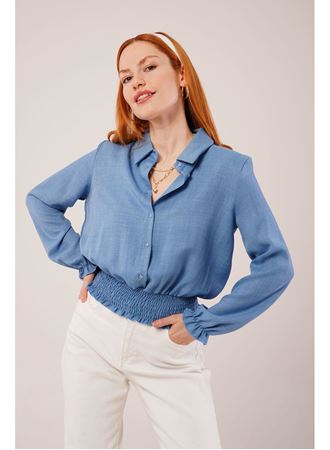 Bel Ve Bilek Lastikli Mavi Bluz