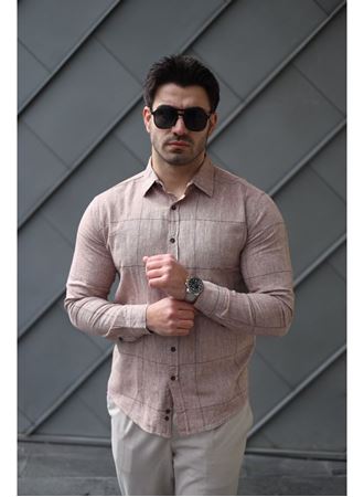 Erkek Pamuklu Keten Kumaş Gömlek