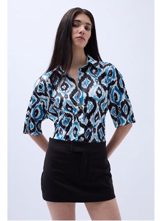 Desenli Saten Gömlek