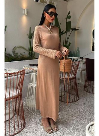 Ajur Detaylı Bisiklet Yaka Triko Elbise 2861