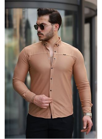 Erkek çıtçıt Düğmeli Dikiş Detaylı Uzun Kollu Gömlek