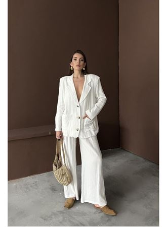 Beyaz Oversize Müslin Takım