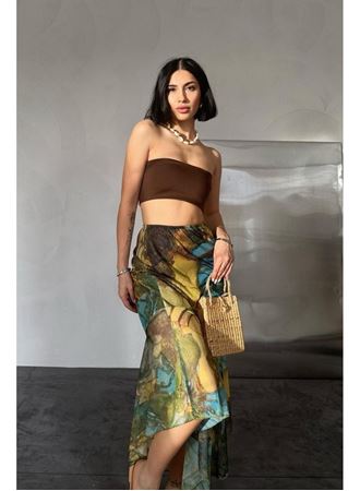 Desenli Baskılı Lastikli Etek