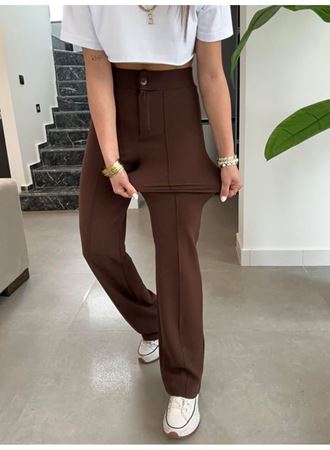 Kadın Yüksek Bel Full Likralı Krep Kumaş Pantolon