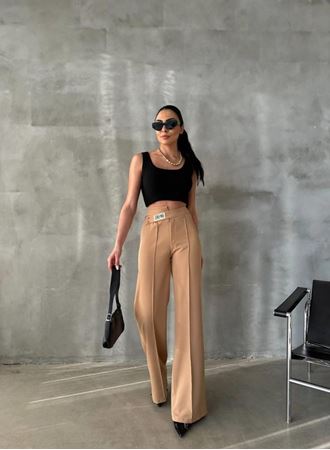 DREAMS ETİKETLİ PALAZZO PANTOLON - Bej