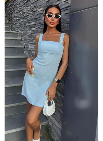 Kare Yaka Mini Elbise 2903