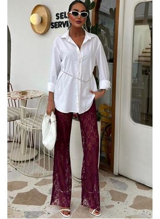 İçi Astarlı Dantel Pantolon 0081