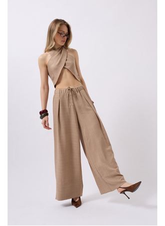 Düşük Bel Oversize Keten Pantolon