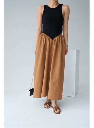 İki Renkli Elbise - Siyah-Taba