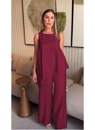 Asimetrik Bluz - Pantolon İkili Takım