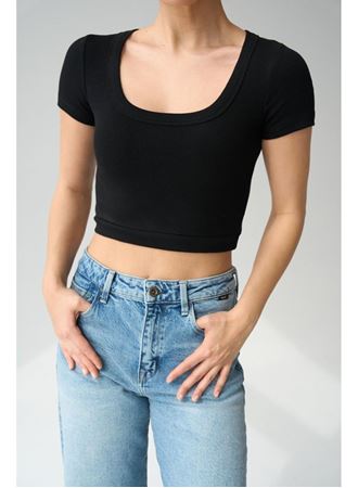 Geniş Yaka Bady - Siyah