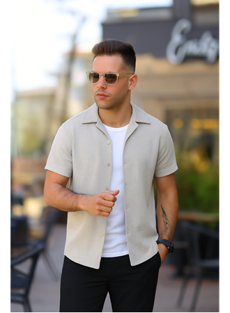 Erkek Kısa Kollu örme Kumaş Pamuklu Gömlek