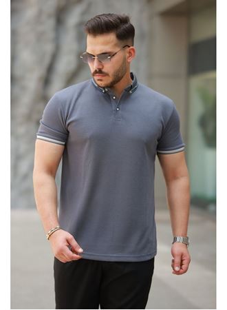 Erkek Düğmeli Yaka Waffle Kumaş Kısa Kollu Tişört