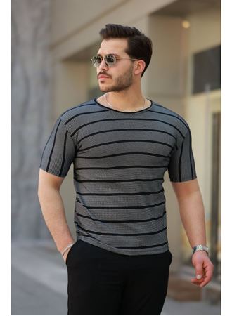 Erkek Petek Desenli Kısa Kollu T-shirt