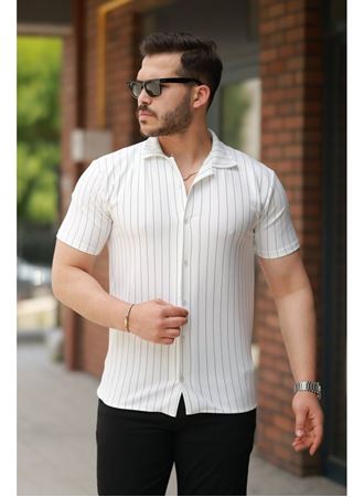 Erkek Kısa Kollu çizgili Gömlek