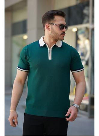 Erkek Renkli Yaka Kısa Kollu Tişört