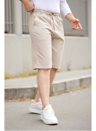 Erkek Beli Bağcıklı Ve Düğmeli Bezayağı Kumaş şort