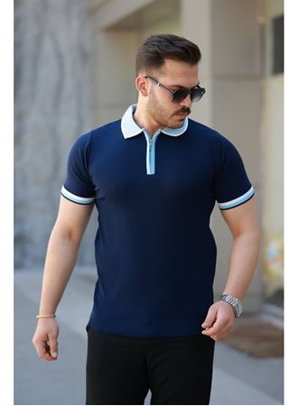 Erkek Renkli Yaka Kısa Kollu Tişört