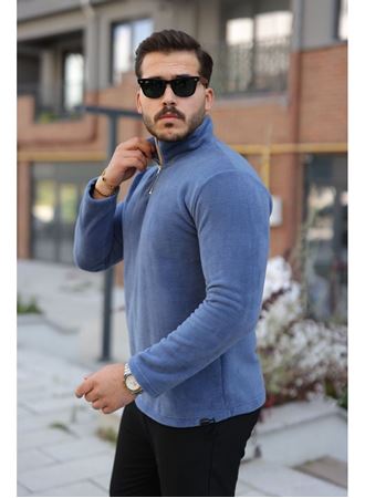 Erkek Zip Yaka Beli Lastikli Polar