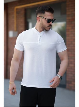 Erkek Hakim Yakalı Kısa Kollu Pamuklu T-shirt