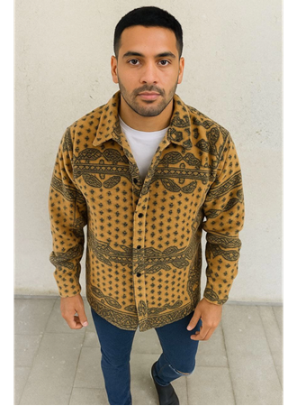 Erkek Polar Fermuarlı Sweatshirt – Kapüşonsuz, Cepli, Yumuşak Dokulu, Oversize Rahat Kalıp, Kışlık Sıcak Tutan Fermuarlı Üst - Sarı