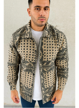 Erkek Polar Fermuarlı Sweatshirt – Kapüşonsuz, Cepli, Yumuşak Dokulu, Oversize Rahat Kalıp, Kışlık Sıcak Tutan Fermuarlı Üst - Bej