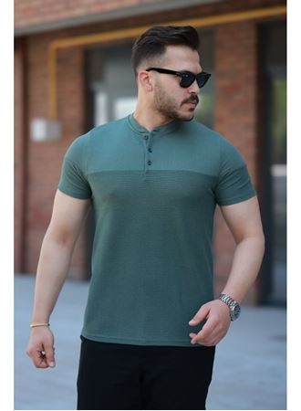 Erkek Hakim Yakalı Kısa Kollu Pamuklu T-shirt