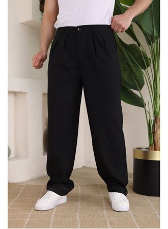 Erkek Beli Lastikli Pileli Baggy Pantolon