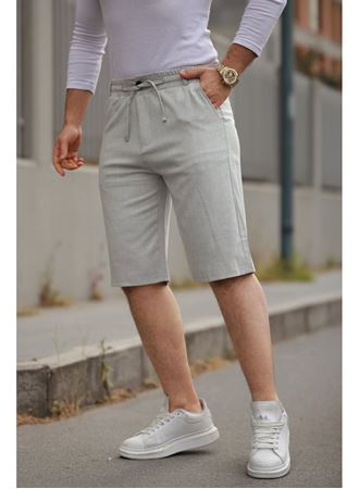 Erkek Beli Bağcıklı Ve Düğmeli Bezayağı Kumaş şort