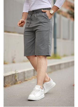 Erkek Beli Bağcıklı Ve Düğmeli Bezayağı Kumaş şort