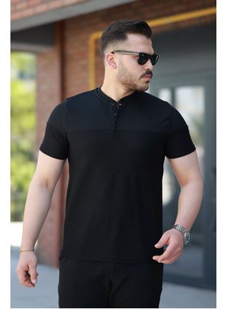 Erkek Hakim Yakalı Kısa Kollu Pamuklu T-shirt