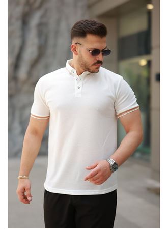 Erkek Düğmeli Yaka Waffle Kumaş Kısa Kollu Tişört